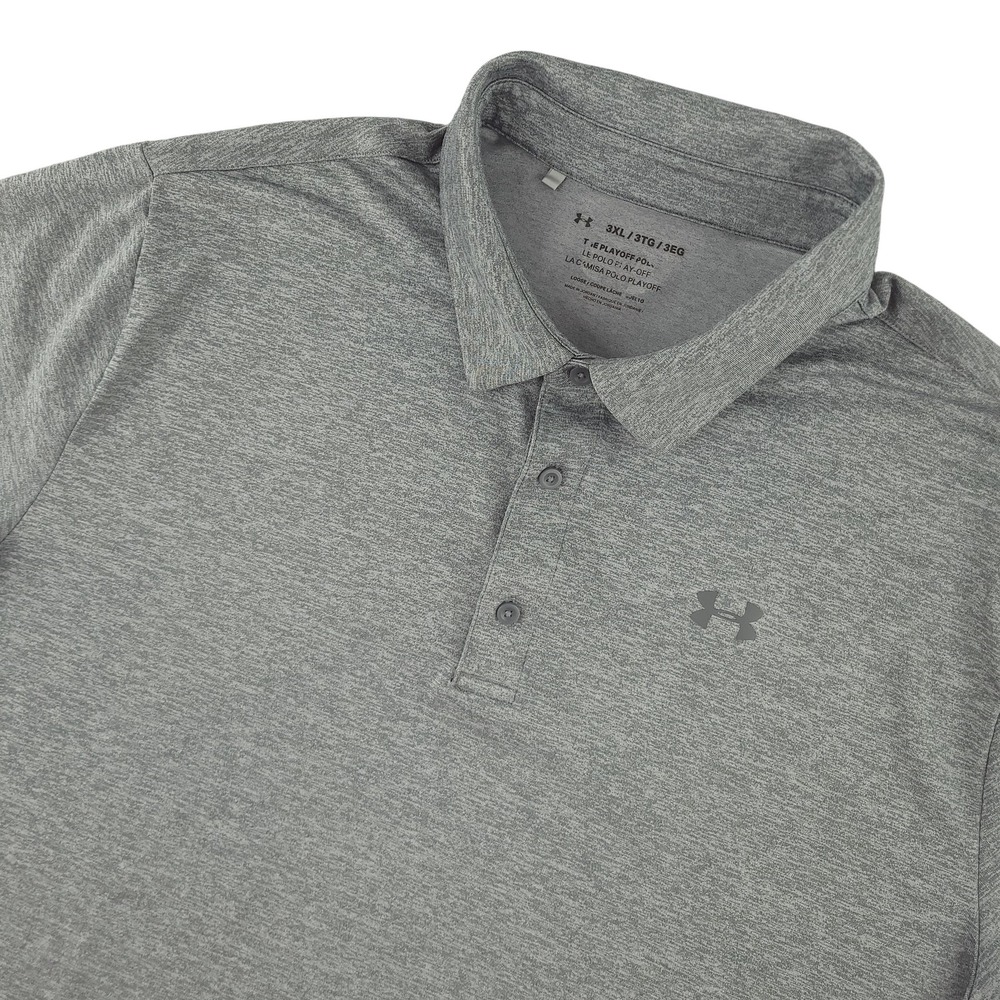 Under Armour Polo Shirt Mens 3XL Gray Solid Golf Performance Stretch Top